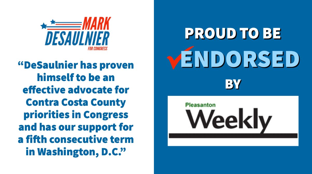 I’m proud to have Pleasanton Weekly’s endorsement for re-election for Congressional District 10! I work for the people in my community and will fight for the issues that matter most to families in my district! pleasantonweekly.com/news/2022/10/3…