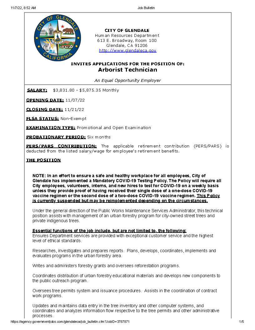 COGHR's tweet photo. NEW JOB ALERT: Arborist Technician

Link: (https://t.co/jofU1dNtx7)

#governmentJobs #Hiring #hiringnow #ApplyNow #Resume #ResumeTips #employment #JobOpportunity #jobopening #myglendale #JobSearch #jobseekers #arboristjobs https://t.co/igKXGDtZUu