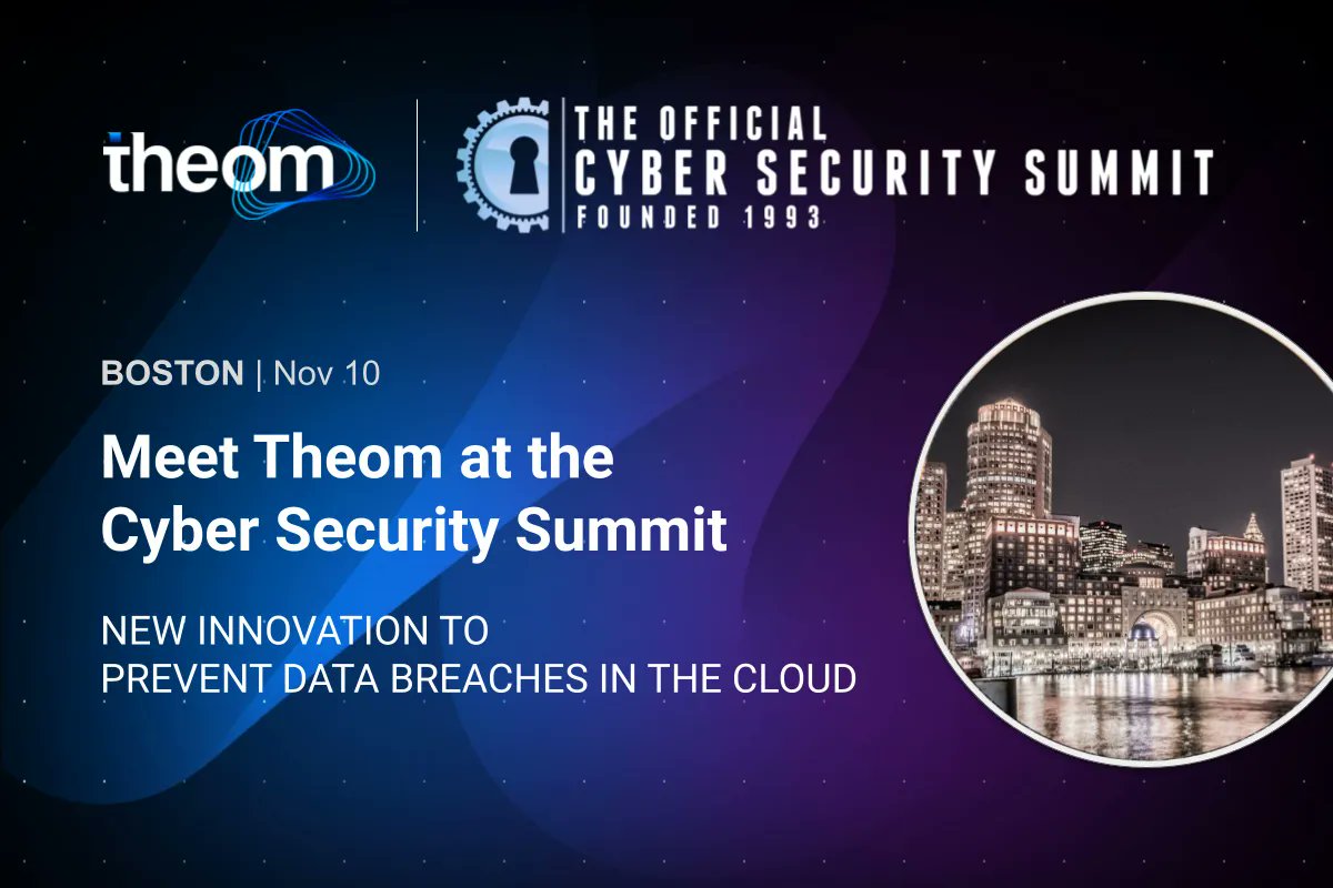 theom (@theomsecurity) on Twitter photo Visit Theom at <a href="/CyberSummitUSA/">Official Cyber Security Summit</a> Boston. See a new way to prevent #databreaches in the cloud. Theom understands data & identities to build guardrails that protect data. No agents & no data taken out of your environment --> value in minutes. #cloudsecurity #DataSecurity Visit Theom at <a href="/CyberSummitUSA/">Official Cyber Security Summit</a> Boston. See a new way to prevent #databreaches in the cloud. Theom understands data & identities to build guardrails that protect data. No agents & no data taken out of your environment --> value in minutes. #cloudsecurity #DataSecurity