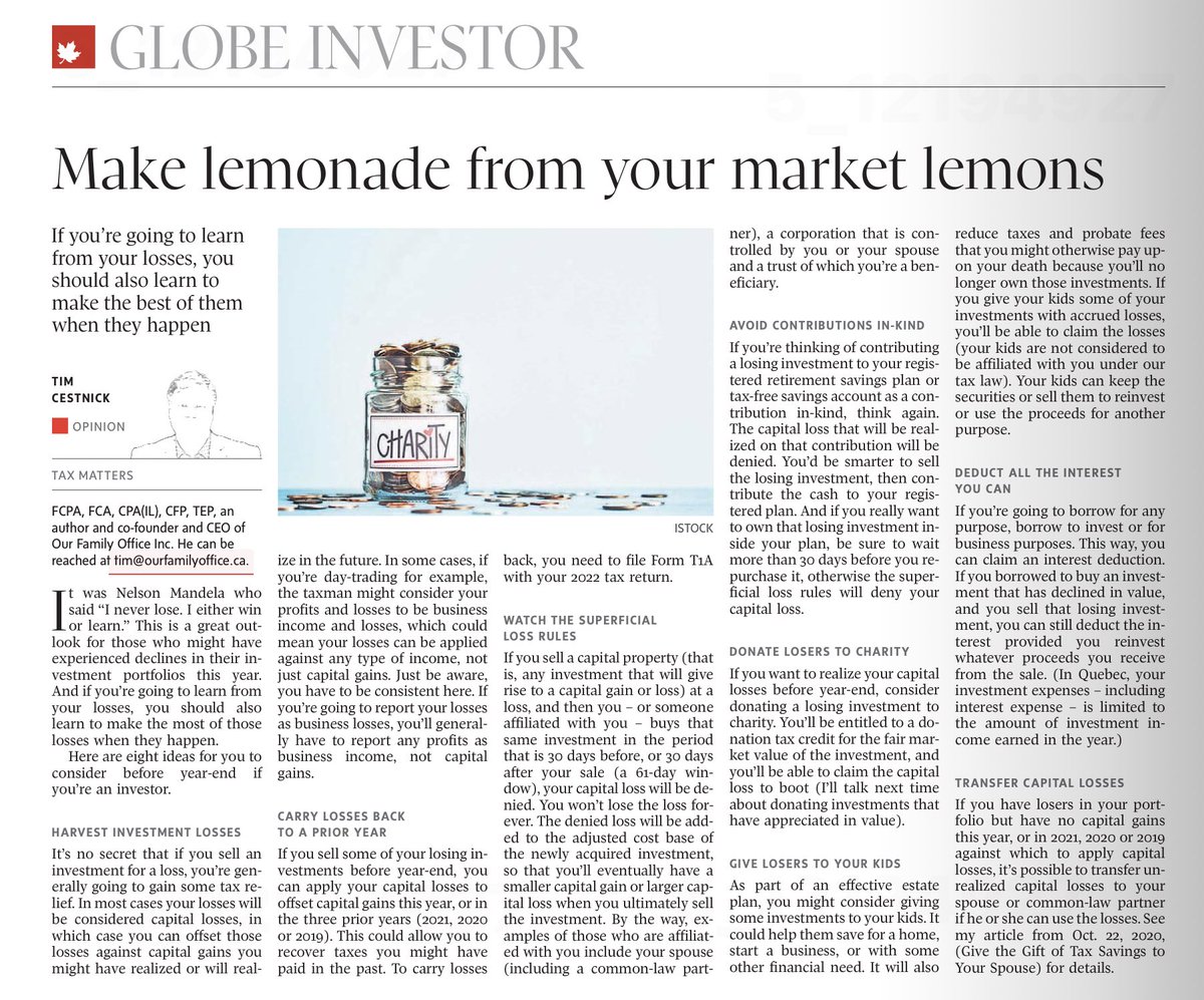 Thank you <a href="/TimCestnick/">Tim Cestnick</a> for this article in <a href="/globeandmail/">The Globe and Mail</a> about donating stocks to charity at a time when help is needed! theglobeandmail.com/investing/pers…

Reminder, you can donate securities to ANY 🇨🇦 charity at <a href="/canadahelps/">CanadaHelps</a> canadahelps.org/en/why-canadah…