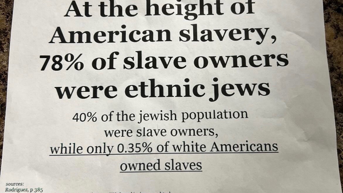 StopAntisemites's tweet photo. Jewish students at the U. of Tennessee Chattanooga (@UTChattanooga) woke up today to find these vile antisemitic flyers posted on campus @UTCPD 

This is the EXACT hateful rhetoric that Kyrie Irving help spread when promoting the film "Hebrew to Negros: Wake Up Black America" https://t.co/5Y7qG8GLfc