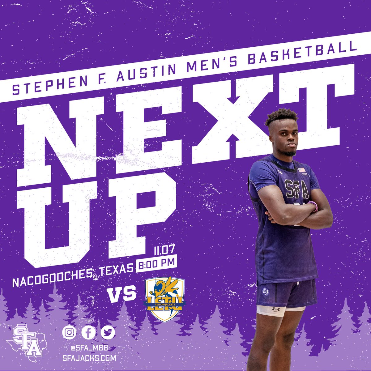 SFA_MBB's tweet photo. It all starts Monday 😈

🪓 🆚 🐝
📍: William R. Johnson Coliseum
📅: 11.7.22
⏰: 8 p.m.
🎥: ESPN+

#AxeEm x #RaiseTheAxe x #PressU https://t.co/kshz7DgiBz