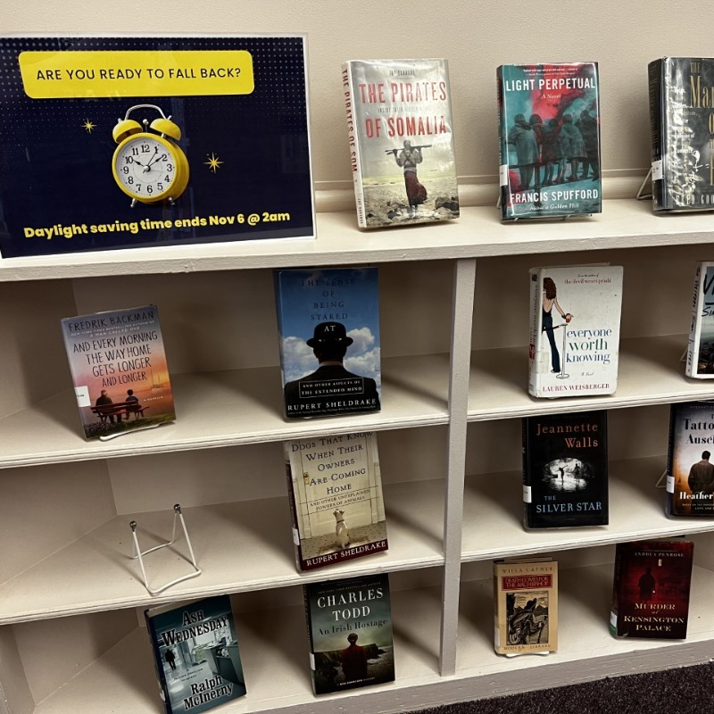 knglibrary_ny's tweet photo. Remember to change your clocks tomorrow!  

And then on Monday check out some books with people (and a dog) with their backs to us. https://t.co/ZtvKKMZnew