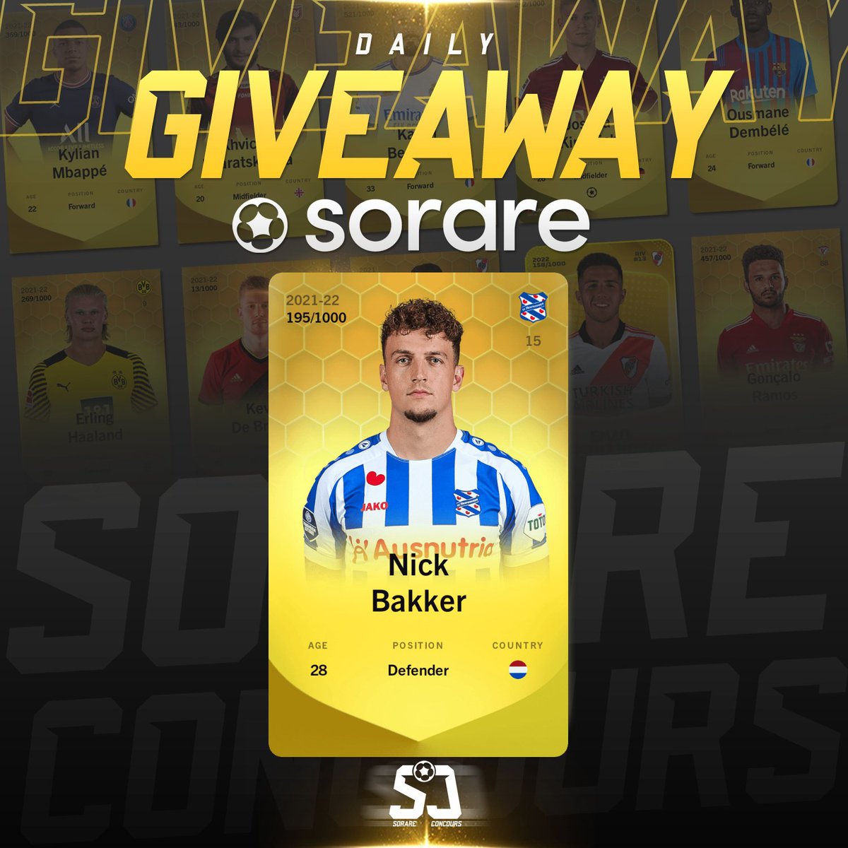 _CaptainHODL's tweet photo. 🎁 CONCOURS SORARE 🎁

JOUEUR À GAGNER : NICK BAKKER

Conditions pour participer  : 

- Follow @SorareConcours et @SkelBonesNFT
- Retweet ♻️
- Like ♥️

Fin du concours  6/11 à 20h00

#Sorare #TeamSorare #Giveaway #NFTGiveaway #Concours  #football #NFT #ETH #crypto #LDC https://t.co/F9DFm7JRi4