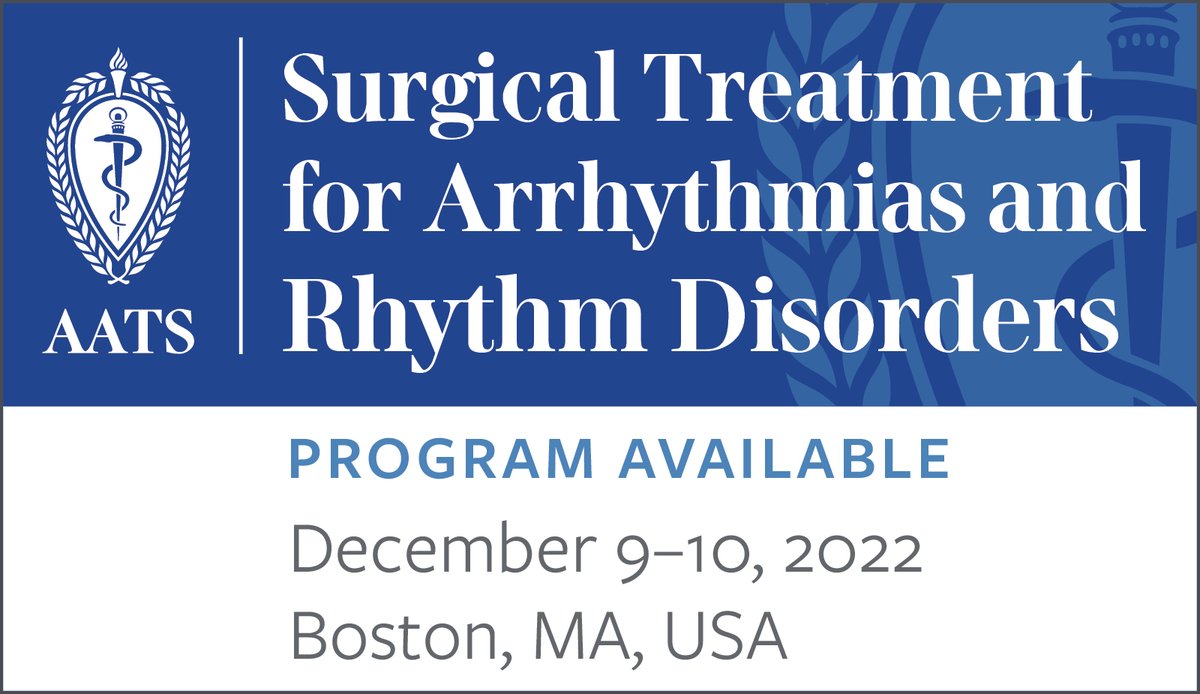 AATS (@aatshq) on Twitter photo Learn more about the program schedule & speakers at the Surgical Treatment for Arrhythmias & Rhythm Disorders meeting #AATSSTARS2022 events.aats.org/stars. Expert panelists include @RichardWhitloc2 <a href="/MargotVloka/">Margot Vloka</a> <a href="/StephanieLMick1/">Stephanie L. Mick, MD</a> <a href="/DavidBDeLurgio/">David DeLurgio</a> & more! Register by Nov 10 & save! Learn more about the program schedule & speakers at the Surgical Treatment for Arrhythmias & Rhythm Disorders meeting #AATSSTARS2022 events.aats.org/stars. Expert panelists include @RichardWhitloc2 <a href="/MargotVloka/">Margot Vloka</a> <a href="/StephanieLMick1/">Stephanie L. Mick, MD</a> <a href="/DavidBDeLurgio/">David DeLurgio</a> & more! Register by Nov 10 & save!