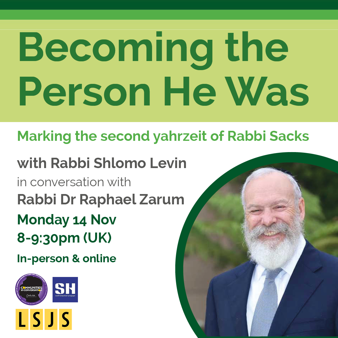 LSJSeducation's tweet photo. What makes us who we are?Β
@rabbisacks
"Where what we want to do meets what is crying out to be done, that is where we should be" (Rabbi Sacks, 2013)
This session is taking place Online and In-person at @sh_synagogue
Join us for this FREE event!
#lsjs #rabbisacks https://t.co/uWAvRmYGN1