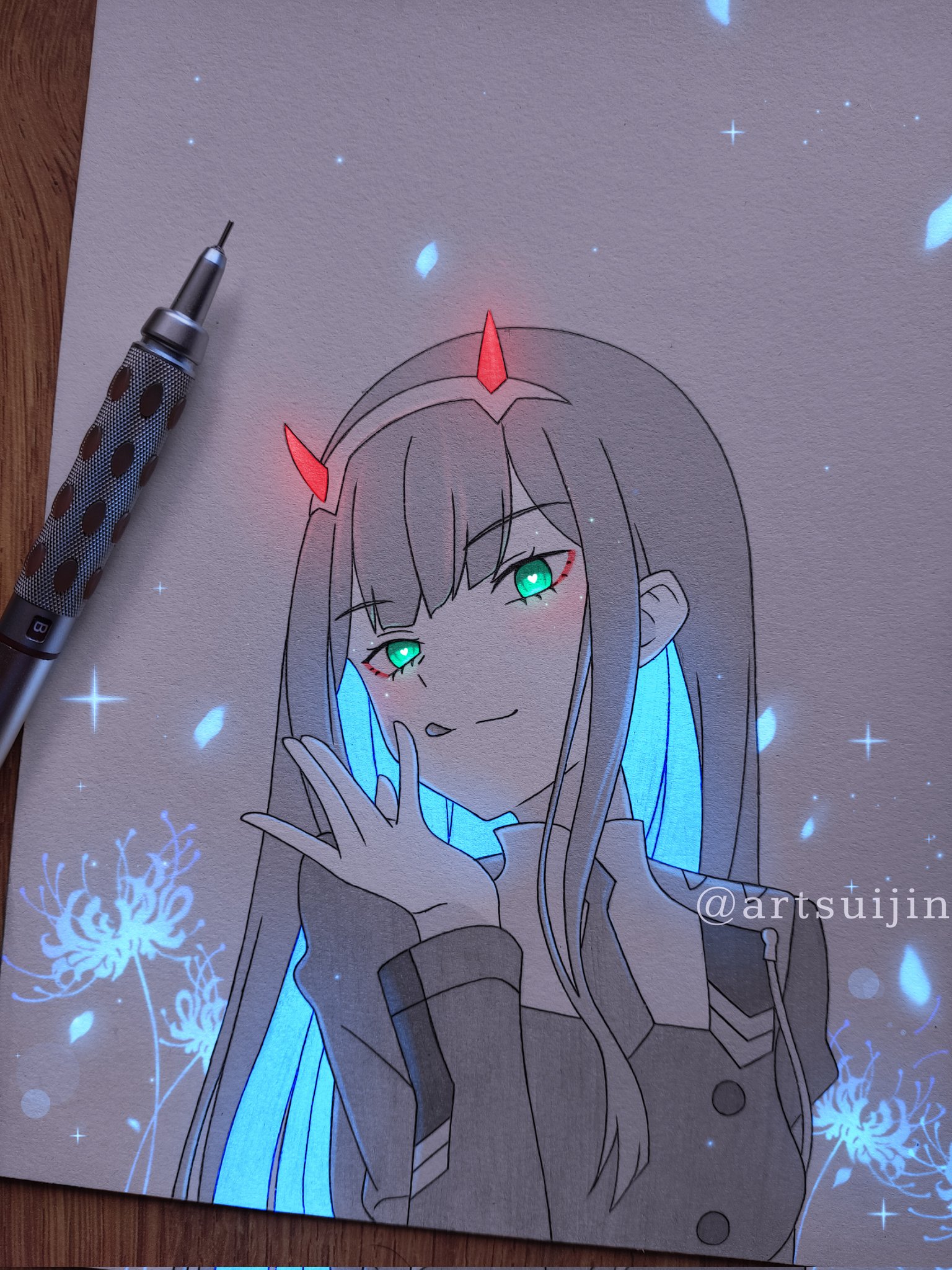 artsuijin on X: #zerotwo #DarlinginthefranXX #anime #drawing   / X