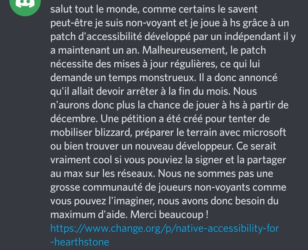 the_captainhs's tweet image. Bonjour à tous 😊
Partage d'un message d'un membre du discord! Si jamais on peut aider une partie de la commu HS 😊

change.org/p/native-acces…