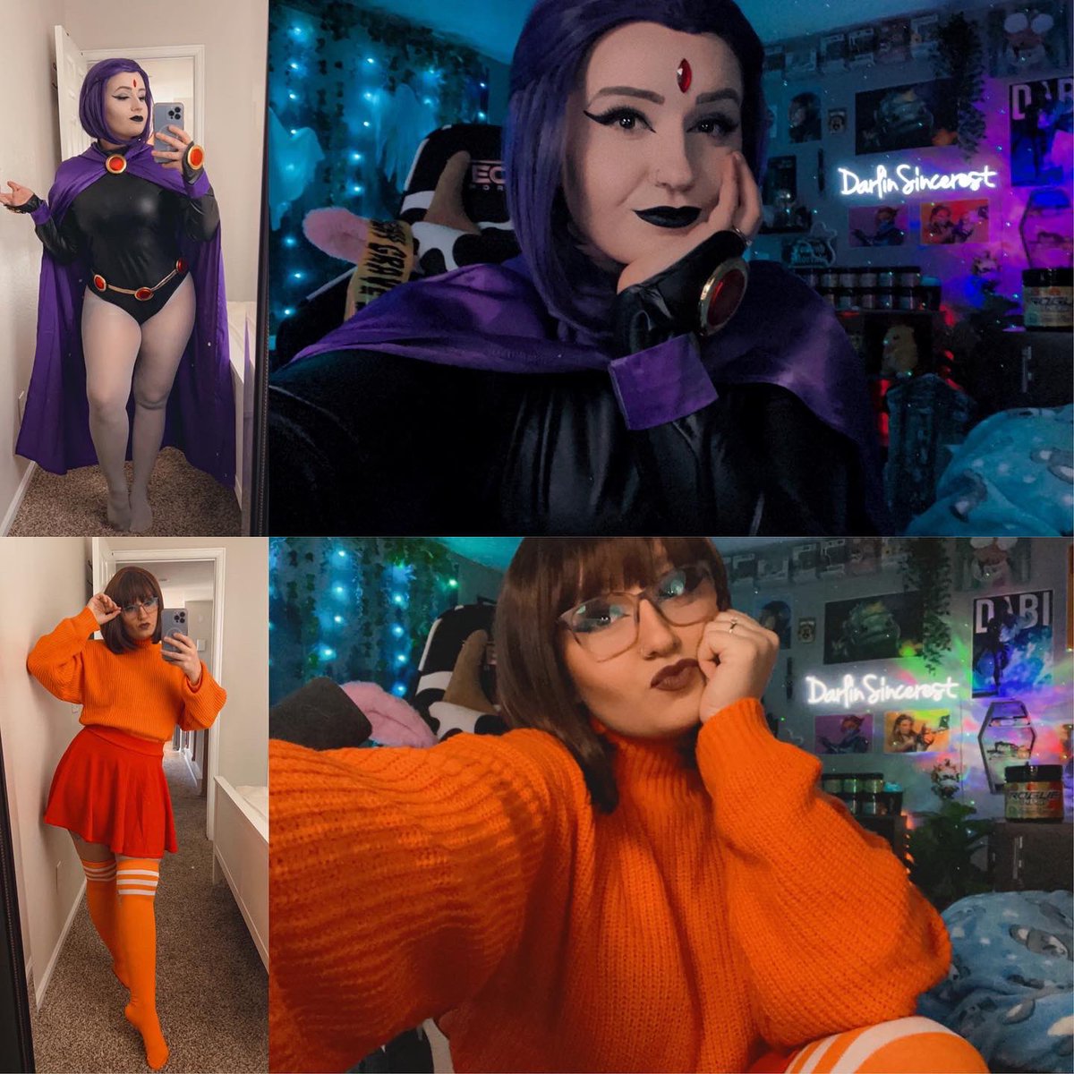 DarlinSincerest's tweet image. Knocked out some cool cosplays this past week: Viper from @PlayVALORANT, Misa Amane from Death Note, Raven from Teen Titans, and Velma from Scooby Doo!

Which one was your favorite?!

Who should I cosplay next? 👀