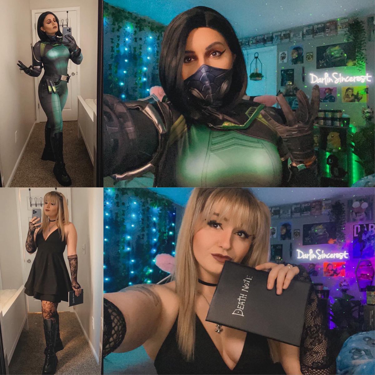 DarlinSincerest's tweet image. Knocked out some cool cosplays this past week: Viper from @PlayVALORANT, Misa Amane from Death Note, Raven from Teen Titans, and Velma from Scooby Doo!

Which one was your favorite?!

Who should I cosplay next? 👀