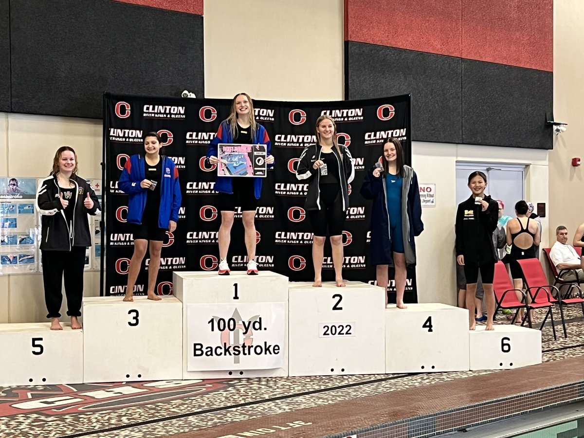 100 backstroke
1. Hannah Cousins DAV CEN 55.54
2. Carlee Wilkins ICW 1:00.38
3. Gabbie Hanson DAV CEN 1:00.95
4. Leah Patton PV 1:03.03
5. Magdalene Greer ICW 1:03.13
6. Jenna Farwell BETT 1:03.91
#iahsswim
