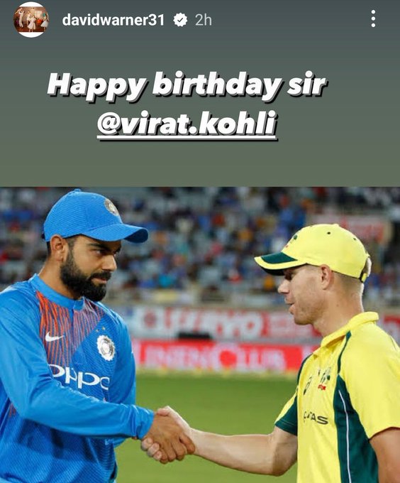 Happy Birthday Sir Virat Kohli - Wish from David Warner. | | 