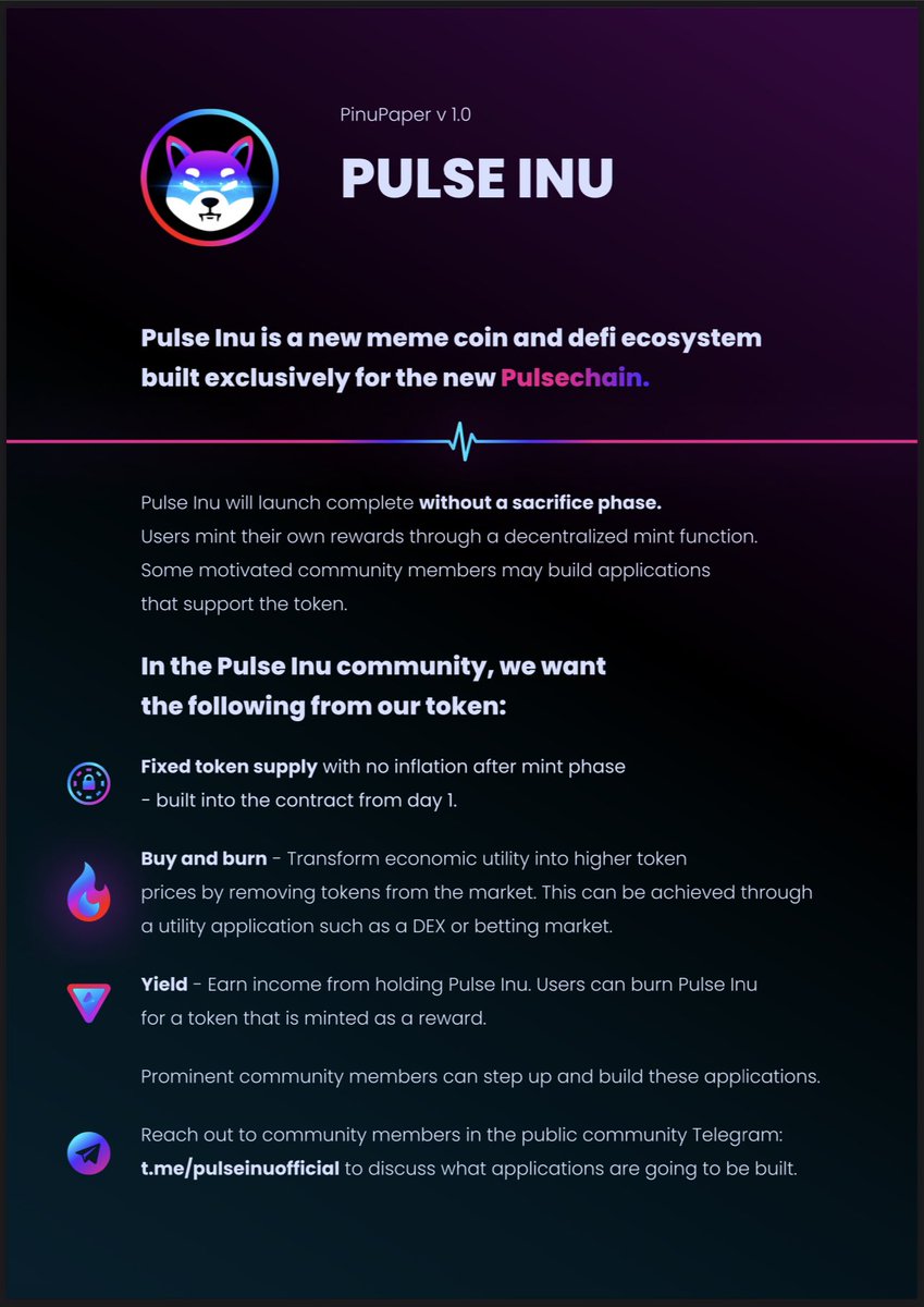 Cryptofolic's tweet photo. #PulseInu whitepaper! You need to understand $PINU as i believe it is one of the coolest #PulseChain #Altcoins.
#HEX #HDRN #PLSD #PLS #DOGE #SHIB #FLOKI #PLSX #PulseHotList https://t.co/qbgLUeIKpT