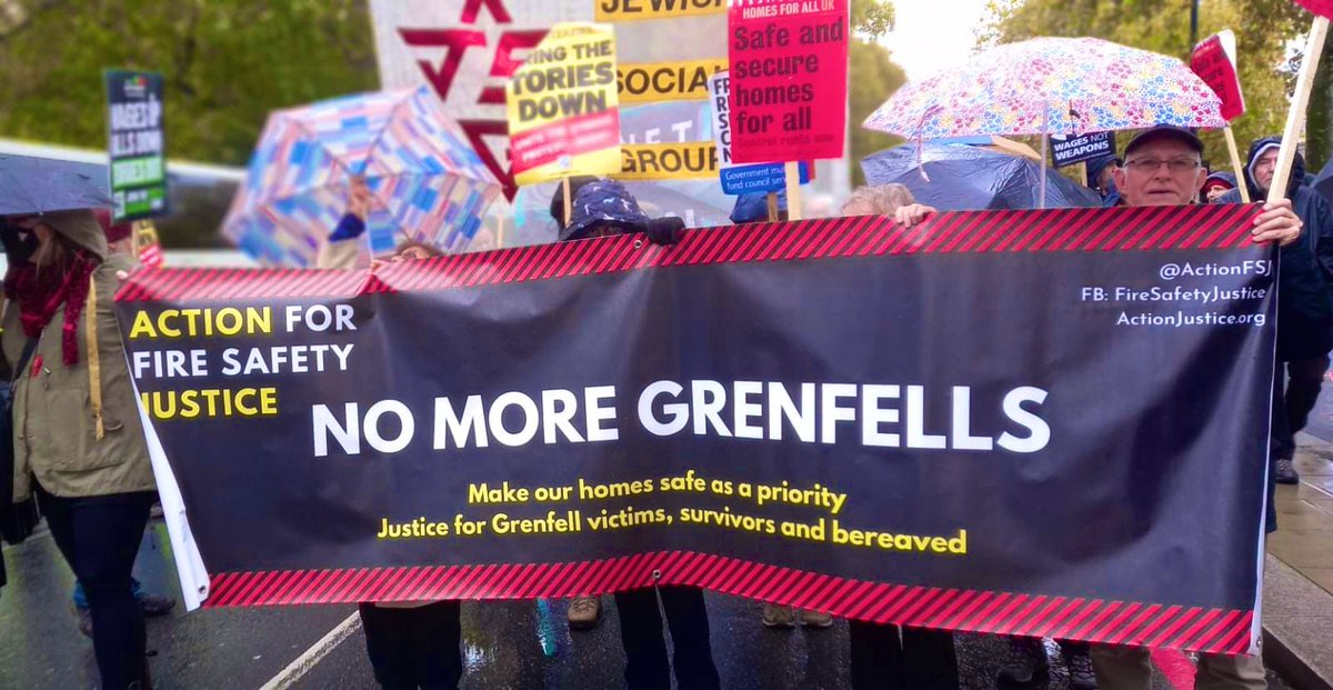 ActionFSJ's tweet photo. Joined the national demonstration today with @homes4alluk @IslingtonH4All @MoyraSamuels @partridgebirdie @DCHcampaign to show that the #BuildingSafetyCrisis isn’t over. Handed out some AFSJ leaflets too. #CladdingScandal #WeCannotPay #EnoughIsEnough #Grenfell @pplsassembly https://t.co/vIhnPSqZjx