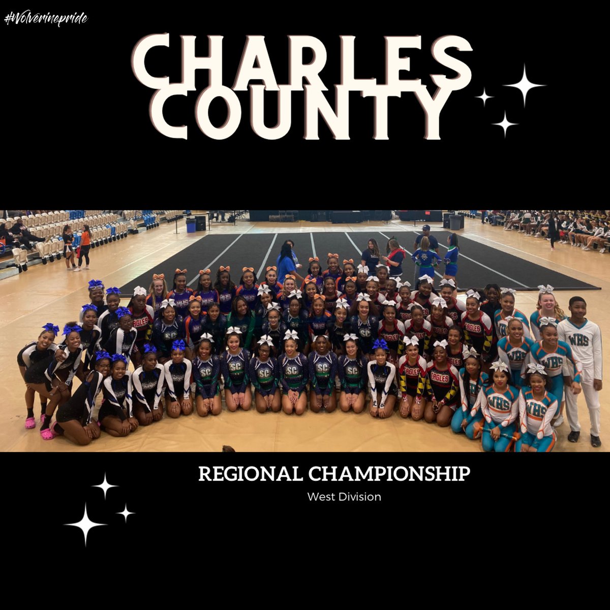 Good Luck to the Charles Counties school competing in the Maryland Regional High School Cheer Competition today. 
Westlake, McDonough, St. Charles, Lackey and North Point