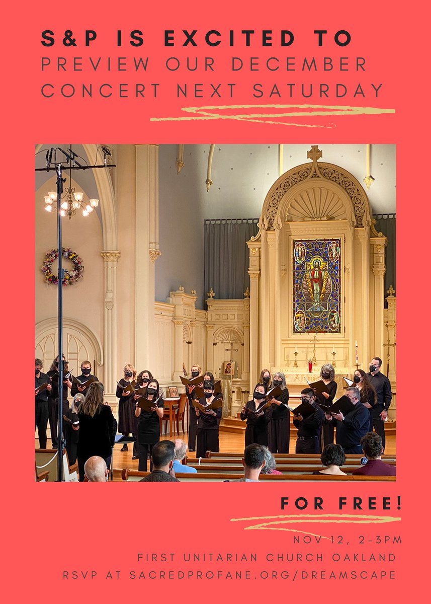 SacredProfane1's tweet photo. S&amp;P’s first public event of the season is only one week away! Experience our rehearsal process, ask questions, and hear some of what we’ll be performing in December. Free and welcome to all, RSVPs at https://t.co/q6h2iQLy1r encouraged. https://t.co/9rvwDUOlHW