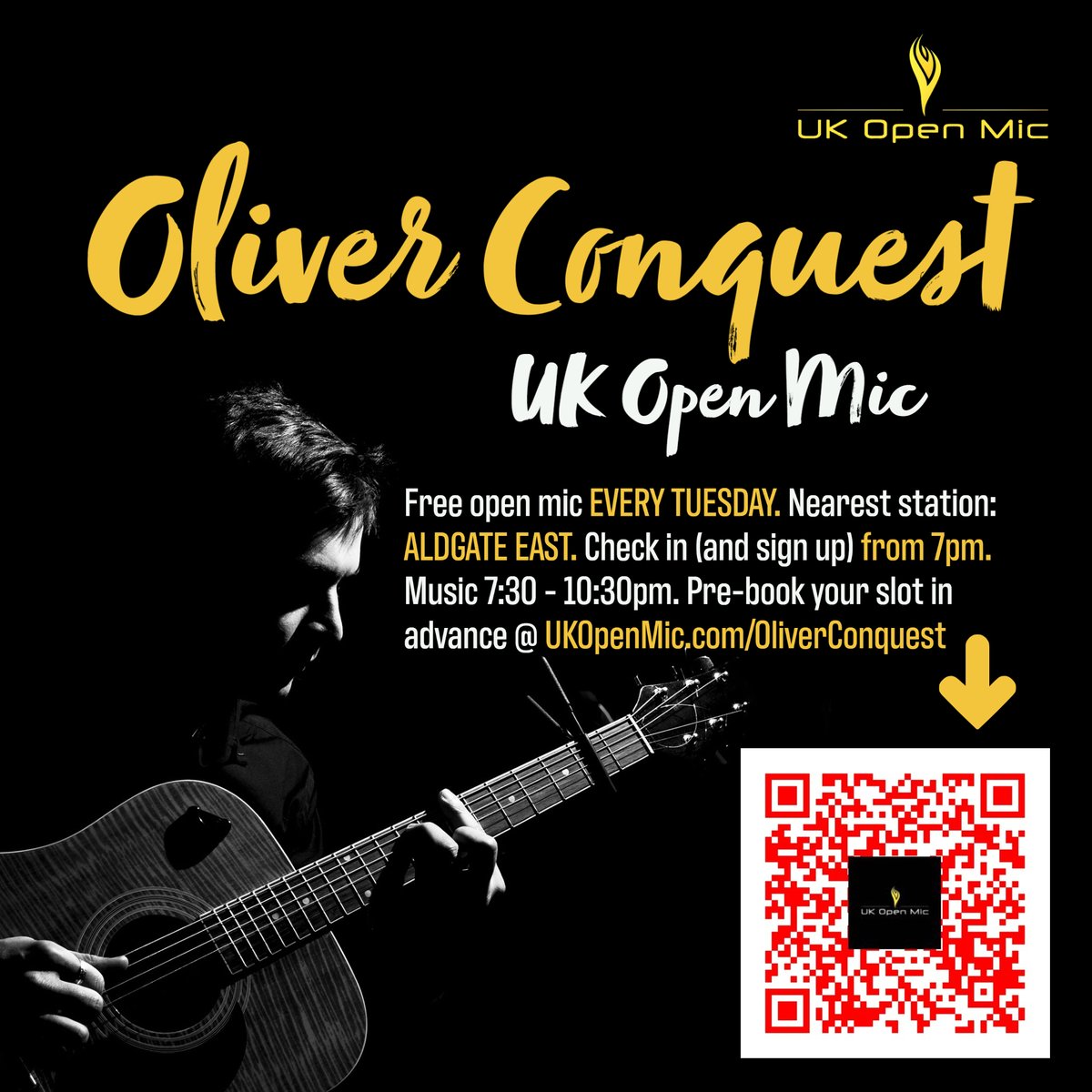 Perform for 𝗳𝗿𝗲𝗲 at 𝘁𝗵𝗲 𝗢𝗹𝗶𝘃𝗲𝗿 𝗖𝗼𝗻𝗾𝘂𝗲𝘀𝘁 𝗧𝘂𝗲𝘀𝗱𝗮𝘆 𝗢𝗽𝗲𝗻 𝗺𝗶𝗰 𝗶𝗻 𝗔𝗹𝗱𝗴𝗮𝘁𝗲!! 
Grab a slot here: UKopenmic.com/oliverconquest! 
𝗔𝗿𝗿𝗶𝘃𝗲 𝗯𝘆 𝟳:𝟮𝟬 to guarantee your slot. 𝗠𝘂𝘀𝗶𝗰 𝗳𝗿𝗼𝗺 𝟳:𝟯𝟬 - 𝟭𝟬:𝟯𝟬𝗽𝗺. See you there!

#openmic