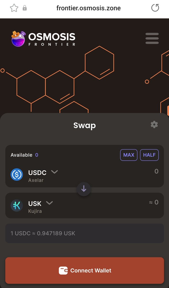SiriusSquatch's tweet photo. You can now get @TeamKujira native stablecoin $USK on Osmosis Frontier https://t.co/5yMaBp4Qt5