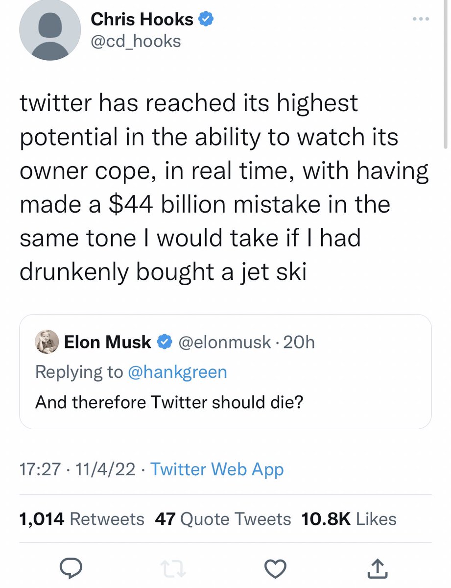 Journalist and former Texas Monthly editor Christopher Hooks @cd_hooks has had his Twitter account restricted after posting this tweet about @elonmusk Elon Musk (the retweet function is disabled for the tweet as well)