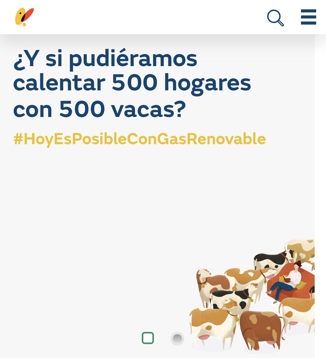 Las vacas son animales estupendos que además de darnos carne y leche, reciclan subproductos de la industria alimentaria, y además producen metano que podemos usar como Gas Natural para calentarnos.
Al final vamos a tener que seleccionar genéticamente para que produzcan +metano.