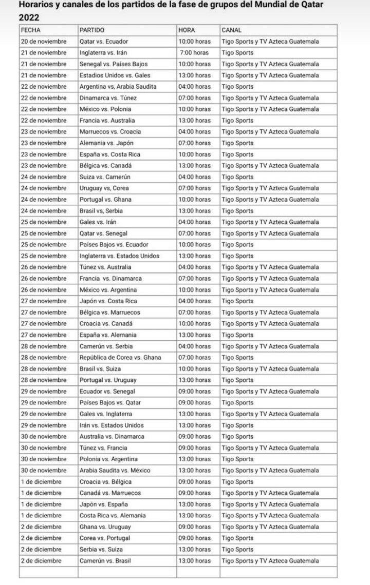 analuchisss's tweet image. Horario del mundial para no olvidar