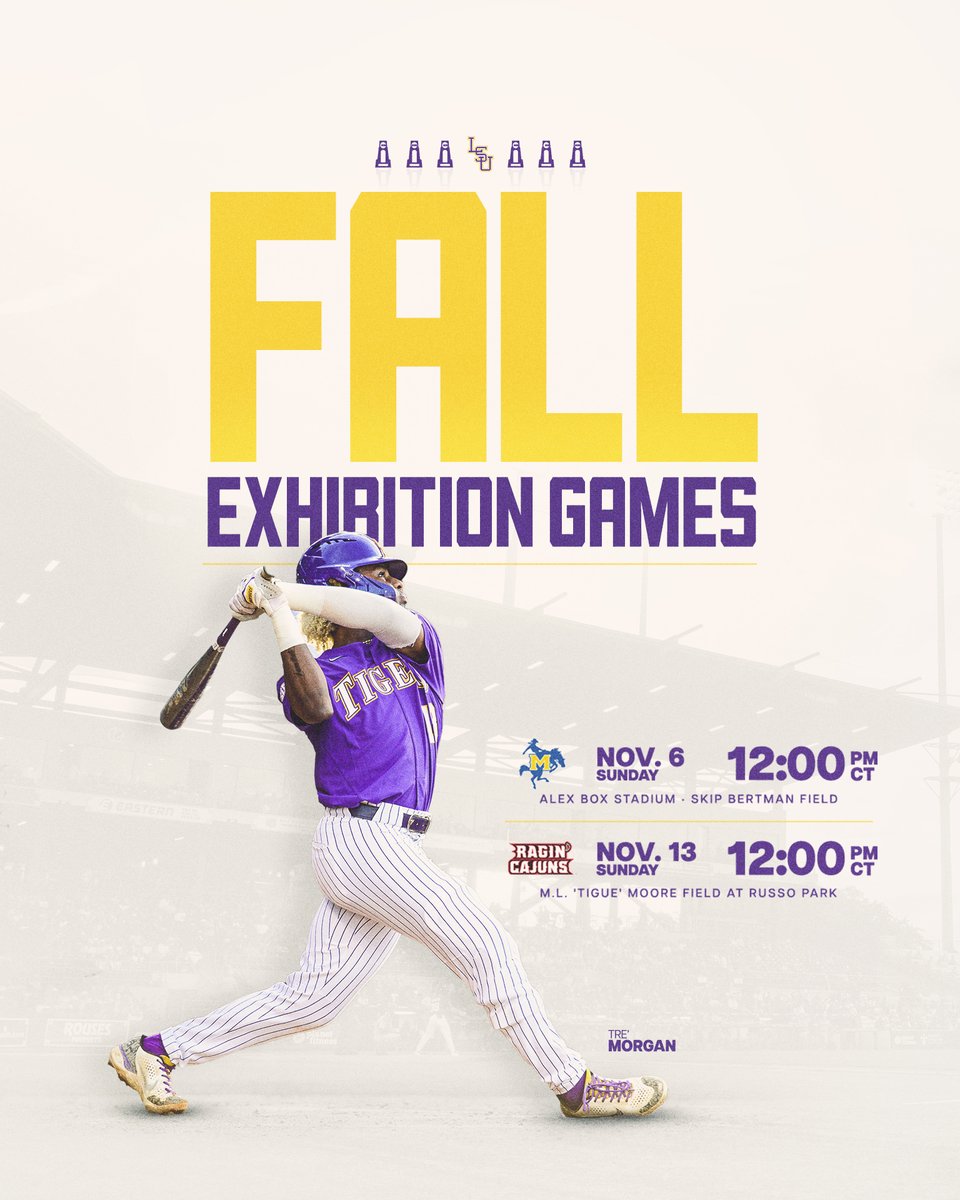 Join us at 'The Box' at 12 p.m. Sunday for an exhibition game vs. McNeese. Gates open at 11 a.m., and admission and parking and free! #GeauxTigers 🔗lsul.su/3FO1GZ8