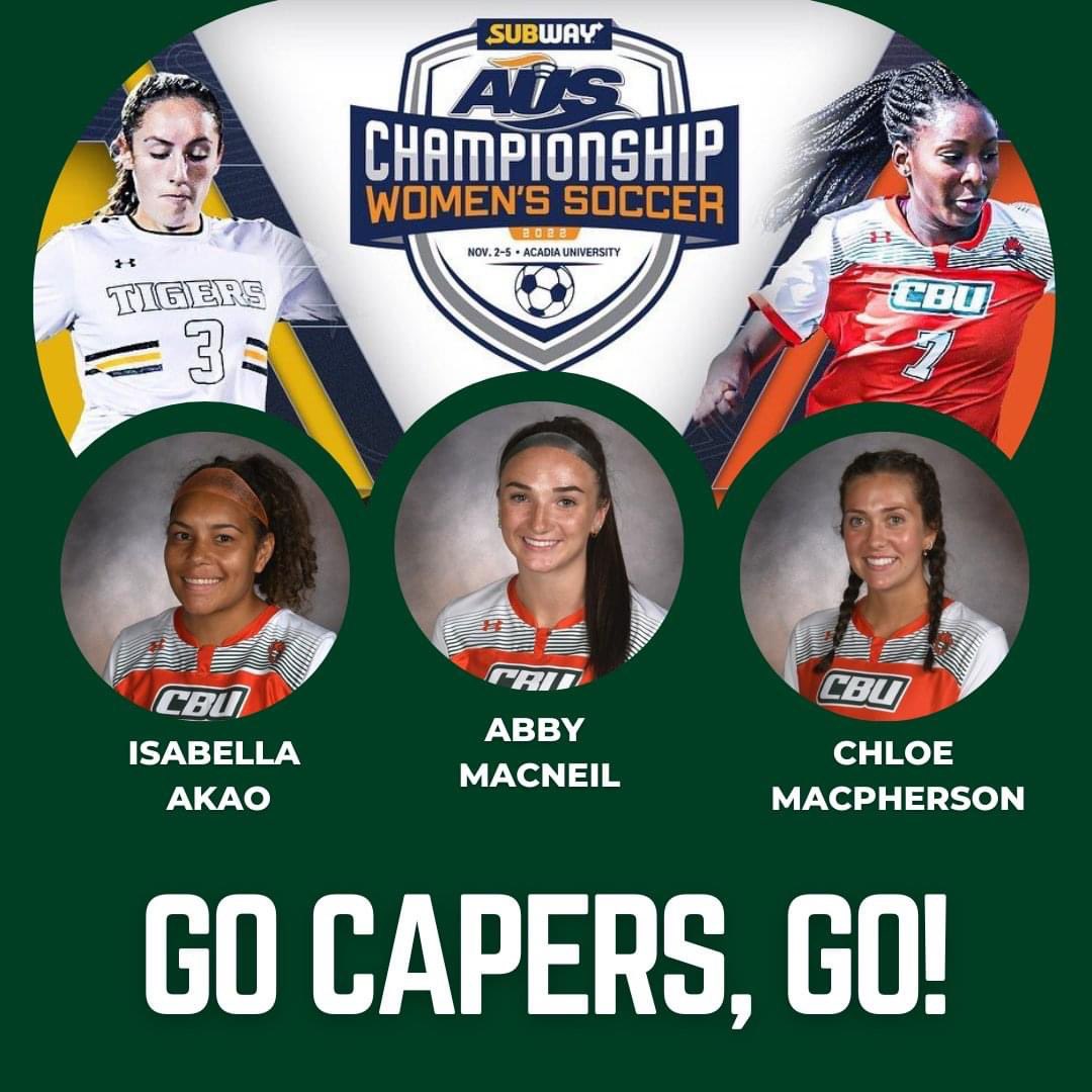 Rooting our CBU Capers on as both Men's &amp; Women's teams compete for AUS Championship titles.

Special shoutout to our three BScN students playing today!

🌟 Isabella Akao
🌟 Abby MacNeil
🌟 Chloe MacPherson

Both games can be streamed live at 2:00 PM on AUStv.ca