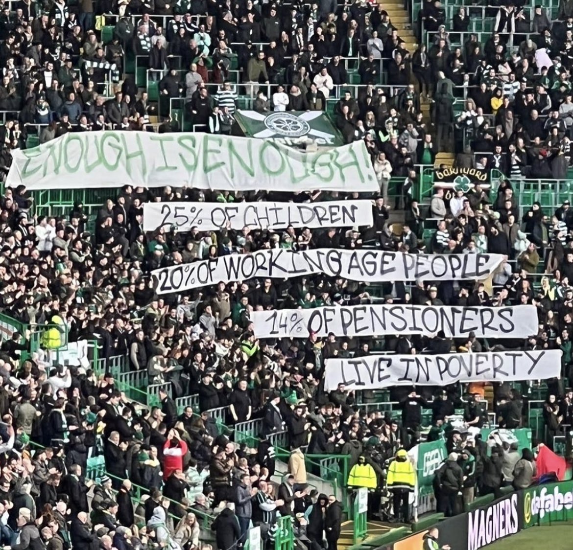 Great display at Celtic Park today 👏

We won’t accept corporations profiting from the misery of our people.

It’s time to fight.

#EnoughIsEnough