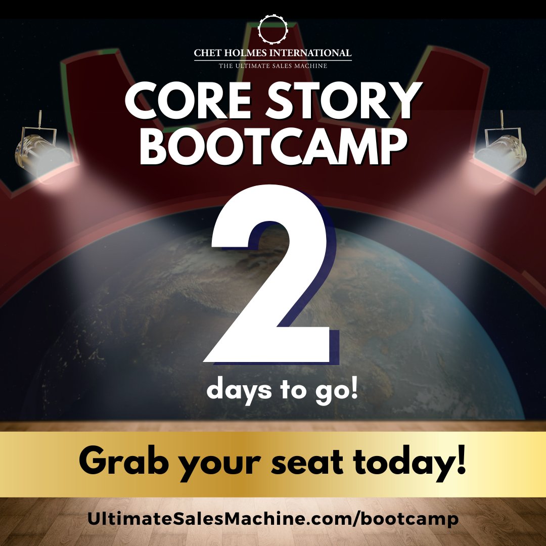 ✌️ 2 DAYS LEFT to register for the CORE STORY BOOTCAMP!😀

Want to be our next success story?

Join our Core Story Bootcamp and learn how to book more appointments and win more sales.

Learn more: ultimatesalesmachine.com/bootcamp