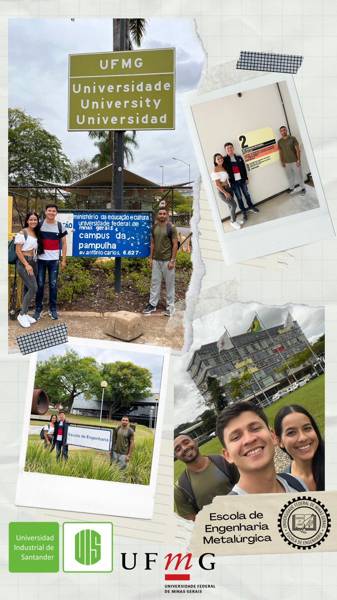 EIMCM_UIS's tweet photo. Un grupo de estudiantes del programa de #IngenieríaMetalúrgica de la #EIMCM @UIS 🇨🇴 realiza durante el semestre 2022-2 un #IntercambioAcadémico en la @ufmg en #Brasil 🇧🇷 
La @EIMCM_UIS les desea lo mejor en esta experiencia de #Internacionalización 👇🏼(sigue el hilo) https://t.co/03cVvM0Fou