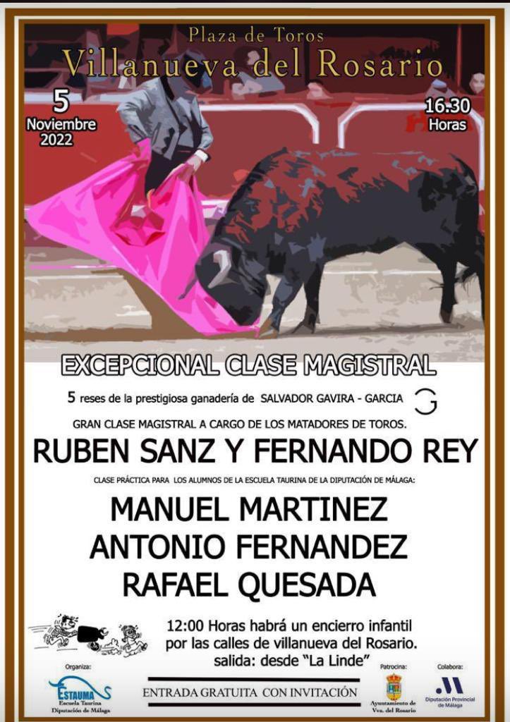 Hoy en Villanueva del Rosario, Provincia de Málaga, Clase Magistral a cargo de los matadores <a href="/torerorubensanz/">Rubén Sanz</a> y Fernando Rey, para los alumnos de la Escuela Taurina de la Diputación de Málaga, Manuel Martínez, Antonio Fernández y Rafael Quesada. 🐂 de Salvador Gavira