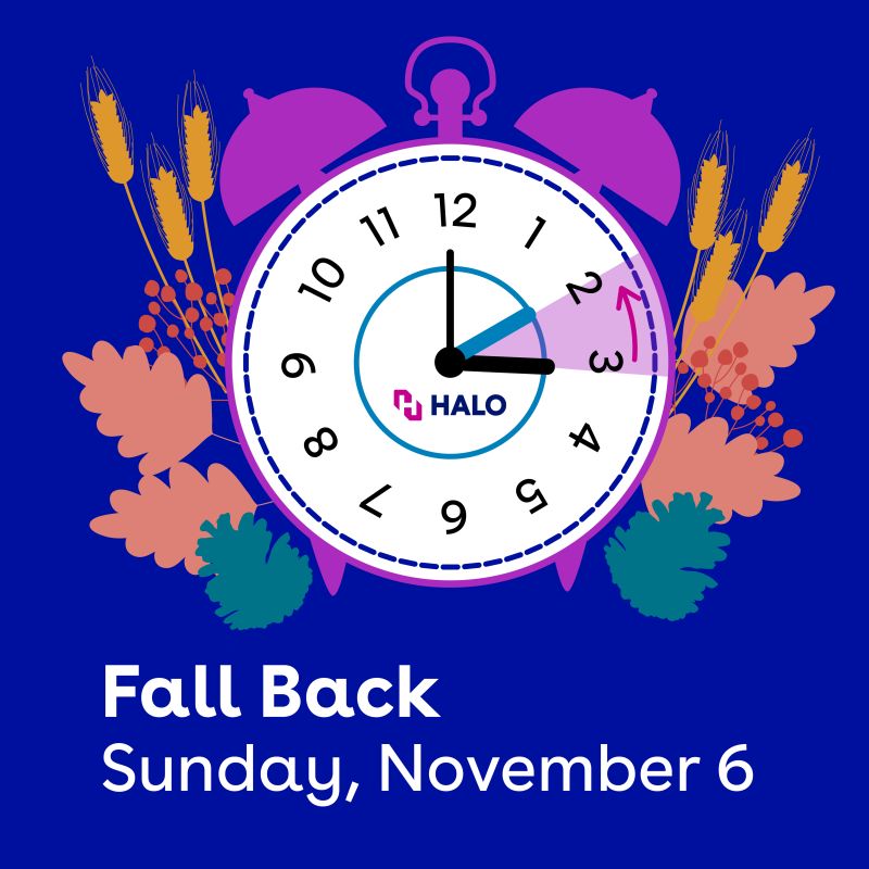 HALOBrandedSlns's tweet photo. A friendly reminder to set your clocks back Sunday, November 6 ⏰ https://t.co/FqlqA0bQHH