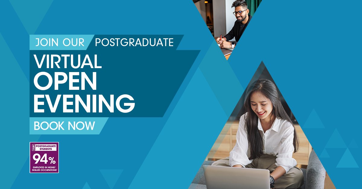 Our Postgraduate Master’s Open Evening is this Wednesday 9 November. Learn about the range of Master’s degrees we offer in law, business, psychology and education from our tutors, and ask your questions to our Student Ambassadors in a live Q&amp;A.

Book now: bit.ly/3Sdv5ix