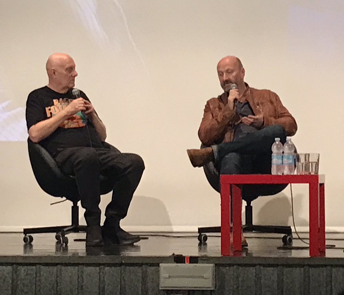 FilmFan1971's tweet photo. Writer-director Neil Marshall, on stage for a masterclass with @alanfrightfest at @tsplusf, after a 20th anniversary screening of Dog Soldiers. #tsplusf https://t.co/sLc2Tu7kuk