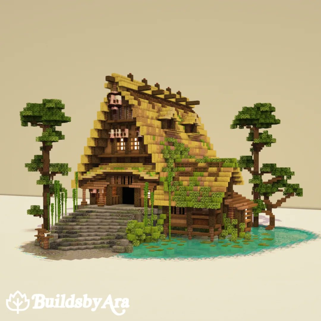 BuildsbyAra's tweet photo. Tropical getaway, viking style, using the new bamboo blocks!
#Minecraft #minecraftbuild #Minecraftbuilds #minecraft建築コミュ https://t.co/kho0NILra1