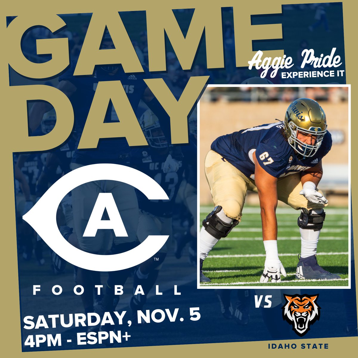We celebrate 20 student-athletes today on Senior Day. Last regular season home game of the season. See you there Aggies! #GoAgs 

🆚: Idaho State
📍: UC Davis Health Stadium | Davis, Calif.
🕓: 4 PM
🎟️: tinyurl.com/4ydfmspm
📺: tinyurl.com/4wv865dp
📻: KTKZ 1380 am