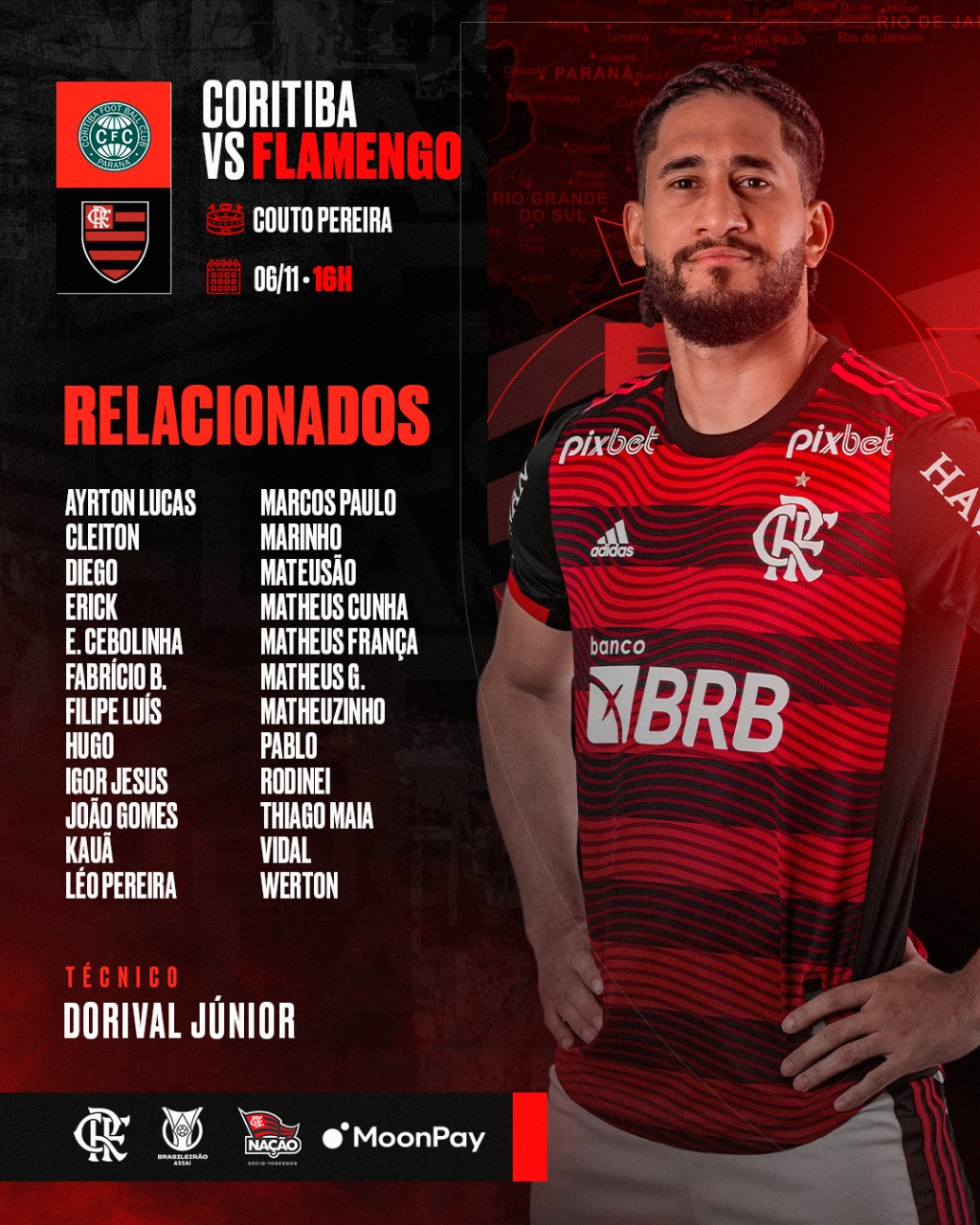 Ser Flamengo - NOSSO TIME É A GENTE EM CAMPO! O Flamengo está escalado para  enfrentar o Coritiba, pelo @Brasileirao! #VamosFlamengo #CFCxFLA