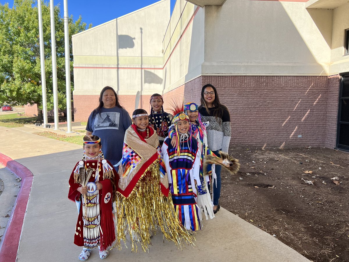 LawtonPS's tweet photo. So proud of our #LawtonPS Comanche Language students! Not only did they make their own Ribbon skirts during class this week, but they represented the district at the NEA Big Read Initiative Kickoff Program today at the Museum of the Great Plains!

#WeAreLPS #oklaed https://t.co/17qeShrNNR