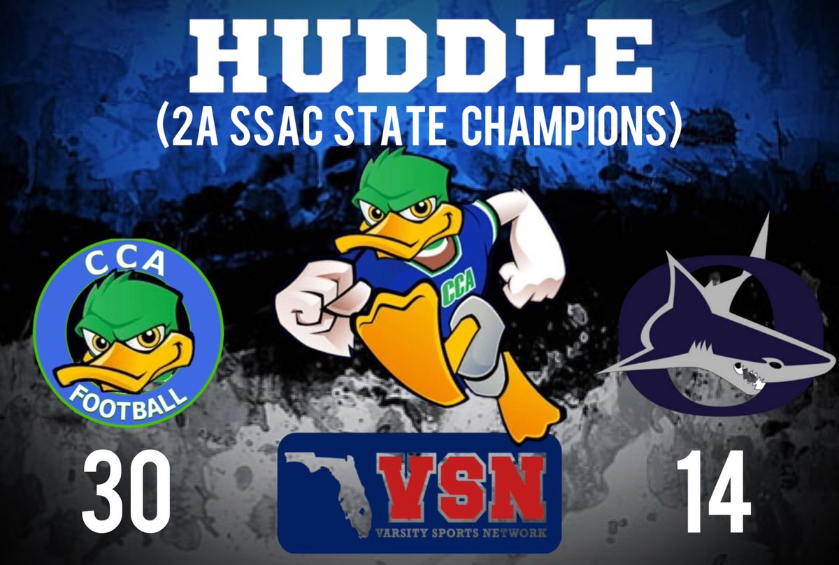 🚨2A @SSACFootball STATE CHAMPS🚨

🏆STATE CHAMPIONSHIP GAME🏆
<a href="/CCA_Ducks_Fball/">Cornerstone Charter Academy Football</a>: 30
<a href="/SharksOasisFB/">Oasis Sharks Football</a>: 14

CONGRATS to our 1st Central Florida Team to win a STATE CHAMPIONSHIP in 2022, <a href="/CCA_Ducks_Fball/">Cornerstone Charter Academy Football</a>‼️🦆🏆