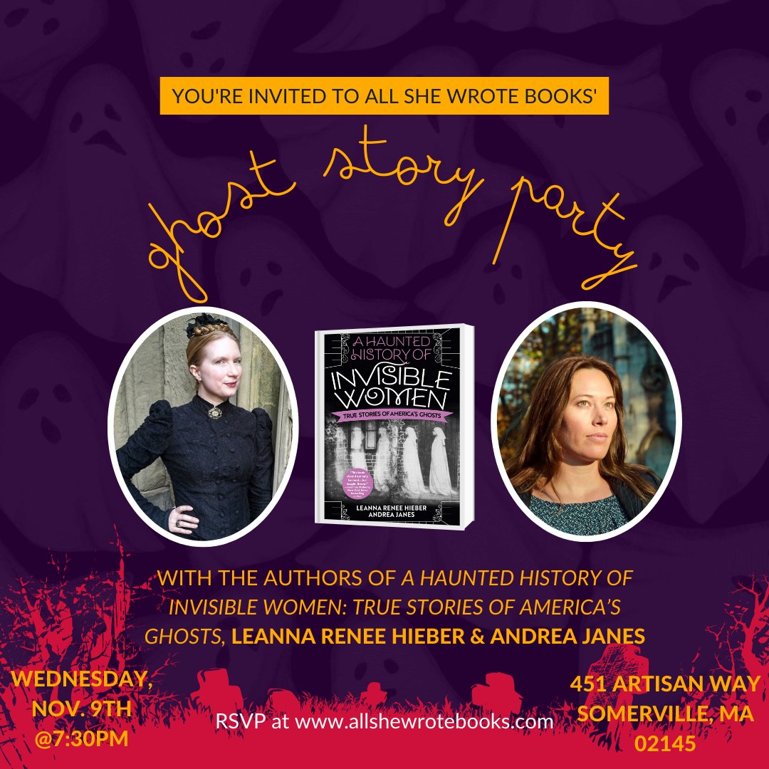 Massachusetts! We've TWO signings for you next week! 11/9, @allshewrotebks, we'll combine women's history & ghost stories! 7:30pm! We're ready to sign copies of A HAUNTED HISTORY OF INVISIBLE WOMEN & tell you spooky tales! Did you know signed books make THE BEST gifts?...