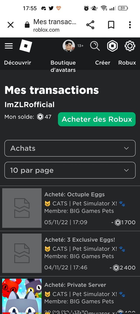 VincentPellosse's tweet photo. @prest4n I bought thé octuple egg have my withdraw but robux but i do not have the pass i report for SCAM i restarted thé game several Times still nothing ans they took m'y robux 👿👿 https://t.co/hSrjpRJMIa
