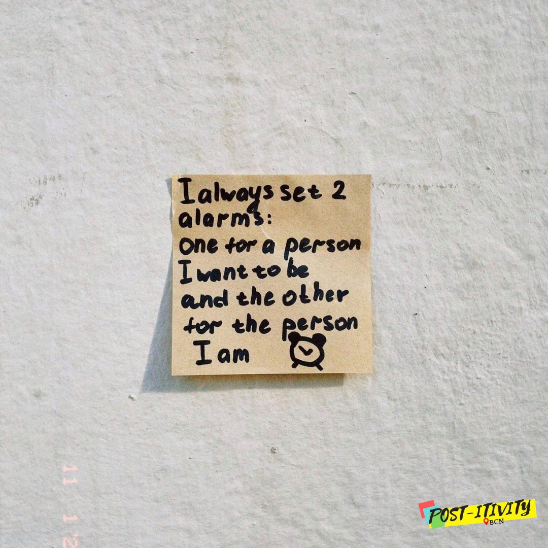 postitiivity's tweet photo. I always set two alarms: one for the person I want to be and the other for the person I am ⏰

How many alarms do you normally set for yourself? 😉

#positivity #funny #quote #postitivity #alarms #joke #motivation #inspiration https://t.co/IDUD3HbyZJ