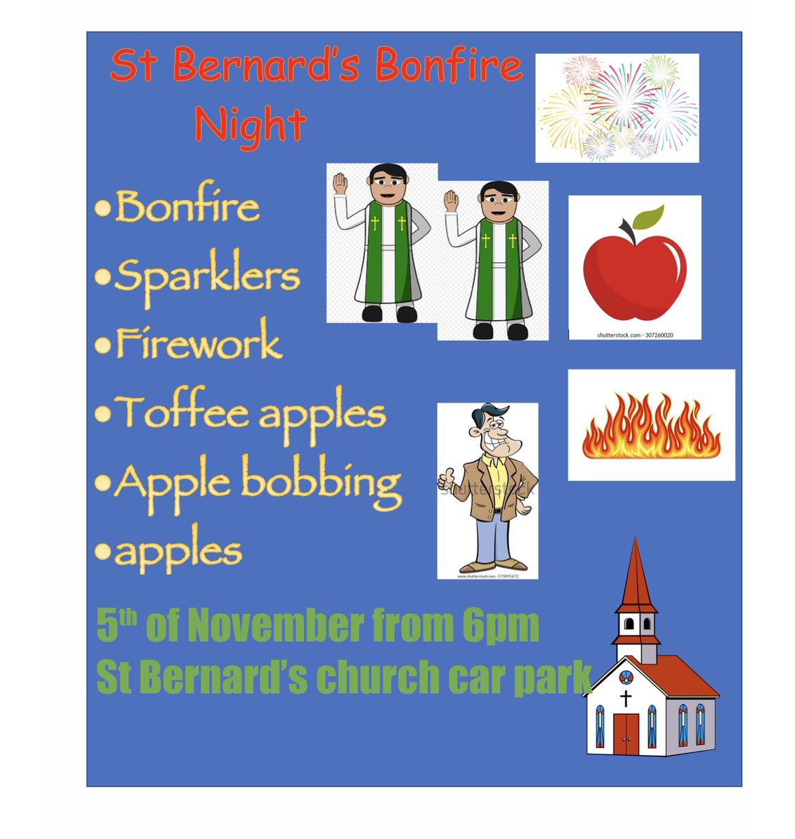 Come along to St Bernard’s Bonfire night! All proceeds go towards the church roof! We’ll see you there! ⛪️🙏🔥