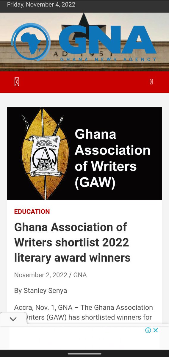 AwuahMainoo's tweet photo. Thrilled to have my book "Lyrical Textiles" shortlisted for the Ghana Association of Writers Literary Awards (Poetry category). We hoist hope &amp; prayers for the ultimate! 

@loatad_org @LWEstudio @TransLitAgency @loiszing @illuminatedpre @writersPG https://t.co/fNsJ4CykYd