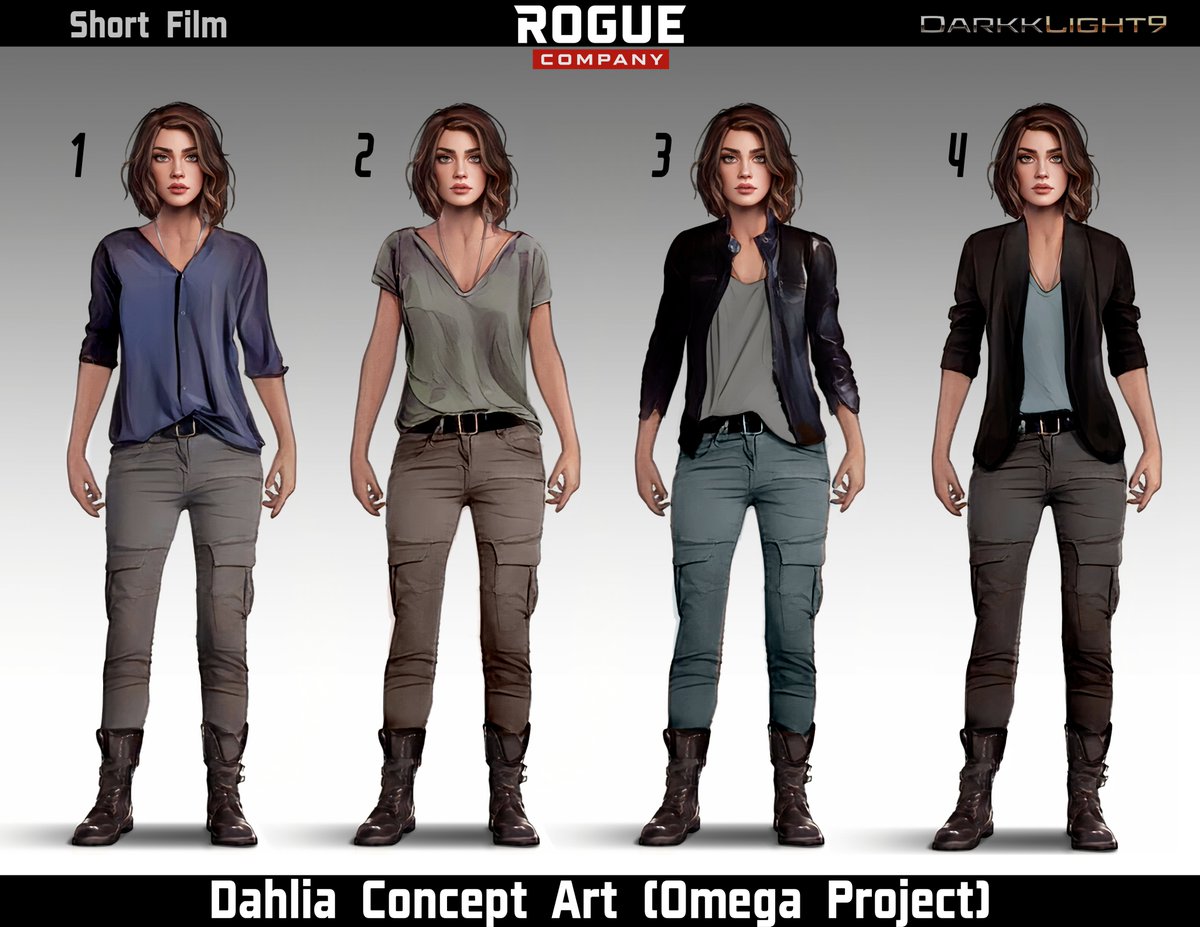 darkklight9rc's tweet image. Hey \o/ Here is the first research for the design that Dahlia will have in the short film. A second board will probably arrive later, but I'll still give you the opportunity to vote for your favorite 👇

#RogueCompany #OmegaProject