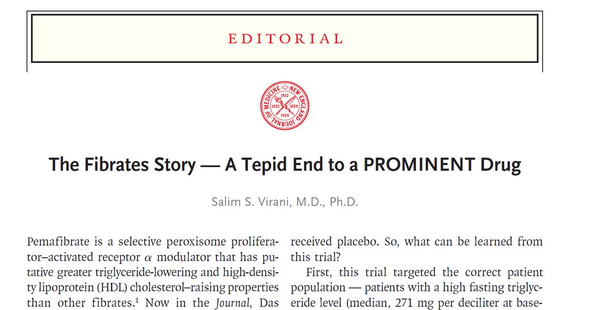 Some thoughts on fibrates and the PROMINENT trial⬇️ What lessons can we learn?
nejm.org/doi/full/10.10…