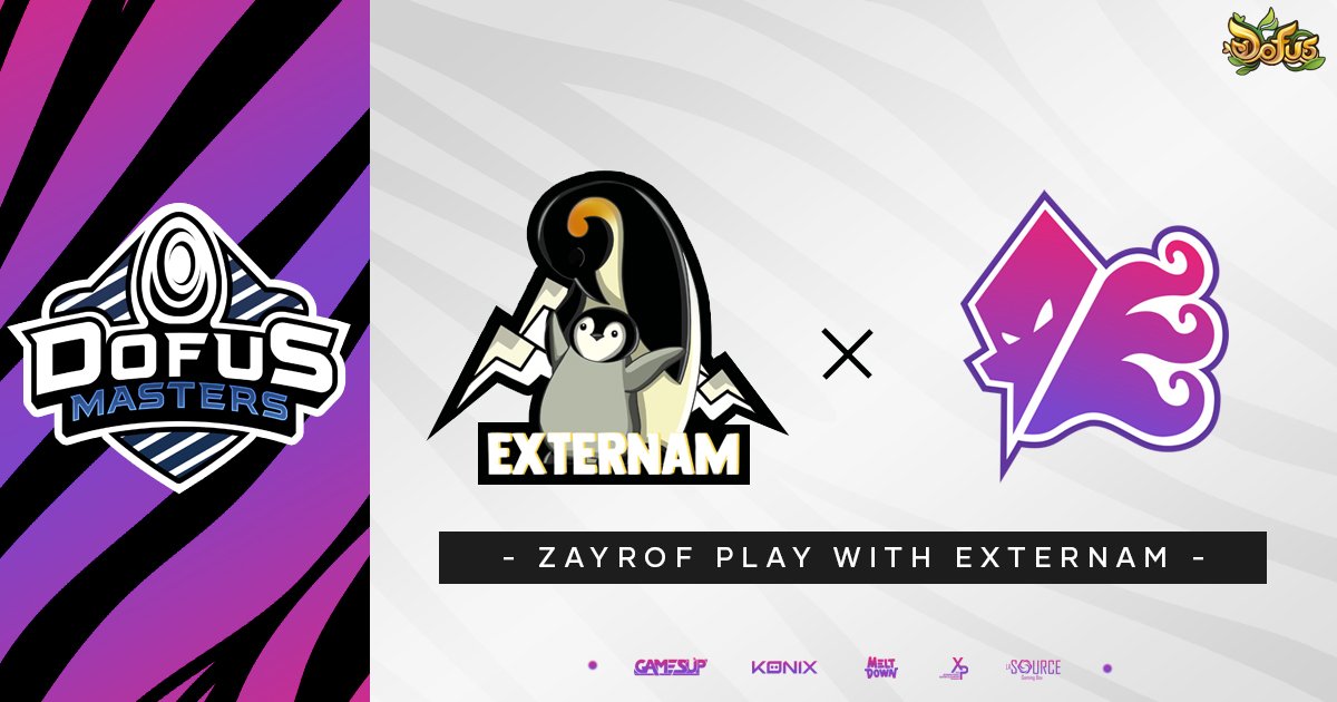 Zephyr_E_Sport's tweet photo. @Zayrof_dofus jouera avec les cracks d' @Externam_Dofus pour les #DofusMasters organisés par le @KTA_fr ! 💜

Rendez-vous demain pour le tirage au sort des poules, et jeudi pour le début de la compétition 🐙😼 https://t.co/93JxUy7IQb
