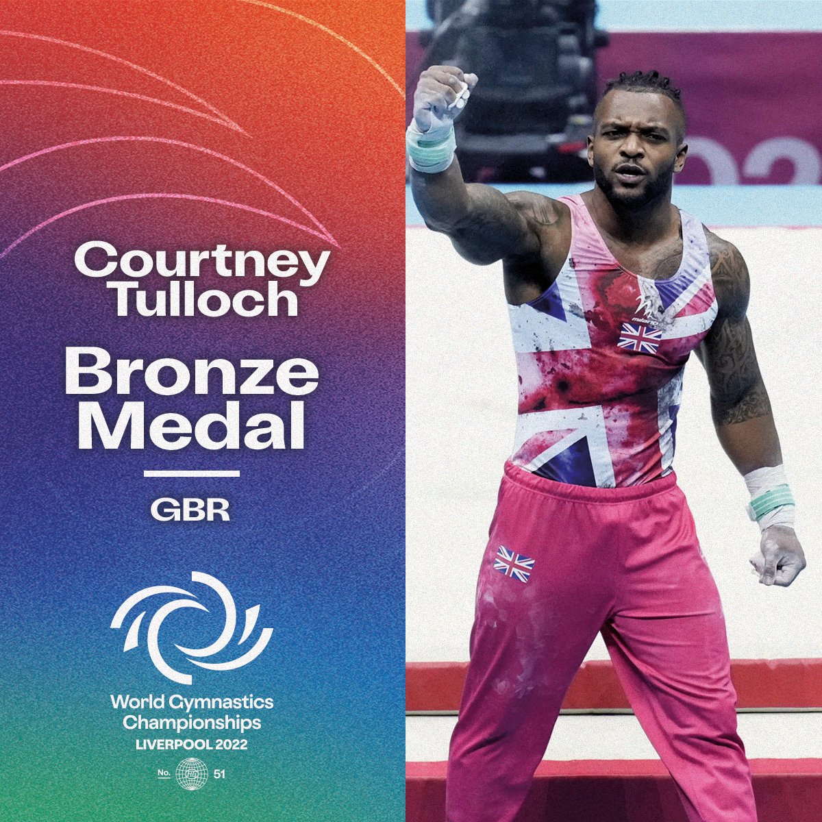 WGC2030's tweet photo. BRONZE for Courtney Tulloch! 🥉

The home crowd are loving the British success and Tulloch adds another medal to send them wild once more! 🇬🇧

#WelcomeToOurWorld #ARTWorlds2022 #gymnastics | 📸: @SimoneFerraroPh https://t.co/OhJw7HoqCT