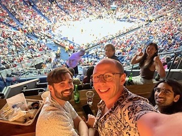 DrPerego's tweet photo. Had a chance to bring some of the Urology Residents from @Tulane Medical School to watch @PelicansNBA - shoutout to Dr. RAJU Thomas,  Chairman of the Department of Urology at Tulane and American Urological Association Immediate Past President for making the connection #urology https://t.co/eOejXemmhp