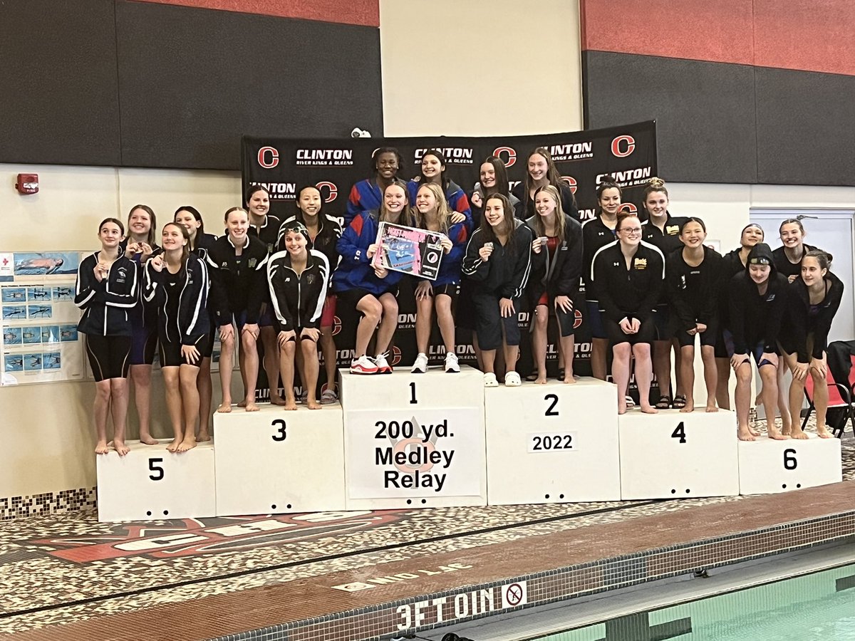 200 medley relay:
1. Dav. Central (H. Cousins, I. Heller, G. Hanson, S. Green) 1:46.07
2. PV (L. Patton, C. Quinn, E. Tews, L. Durick) 1:52.17
3. IC West (M. Haiek, A. Bilskemper, K. Liu, B. Friessen) 1:52.93
4. Bett 1:54.35
5. CR Jefferson 1:56.93
6. Burlington 2:05.01
#iahsswim